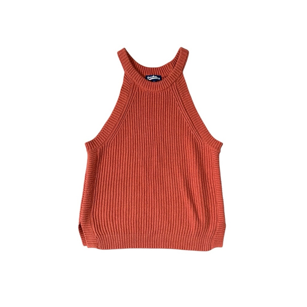 Freshman 1996 Knit Top Size Small Orange Cropped Tank Top